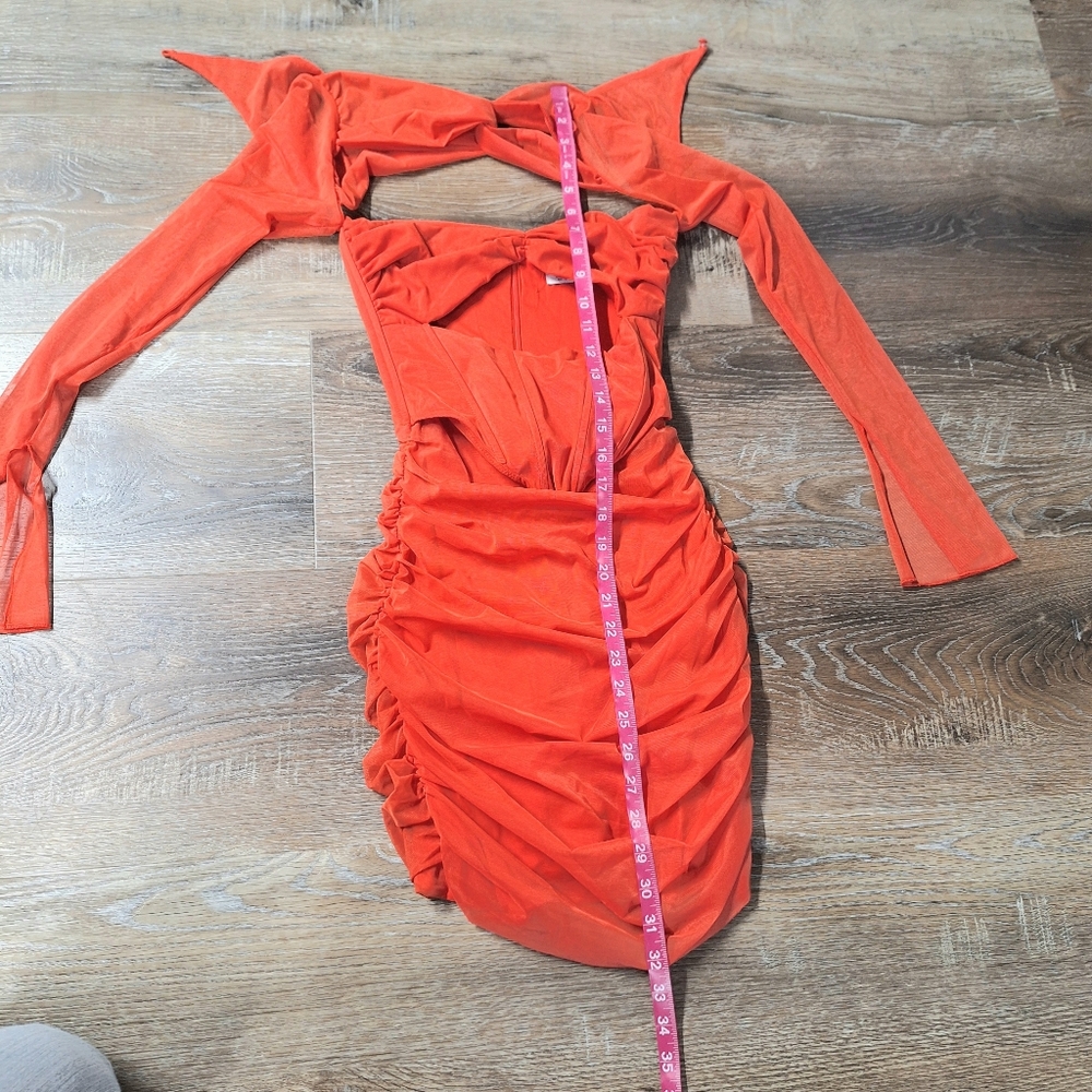 Oh Polly Nirvana  Red Cut-Out Ruched Corset Mini Dress, Size 4 - Picture 15 of 16